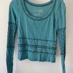 Teal Long sleeve Free people cotton tea